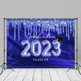 Aperturee - Blauer Glitzer Hintergrund für die Abschlussklasse 2023 für Fotos